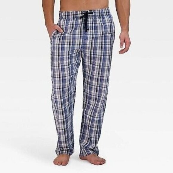 Hanes Premium Mens 2pk Plaid Pajama Set Size Small NWT Blue Gray - Picture 2 of 2